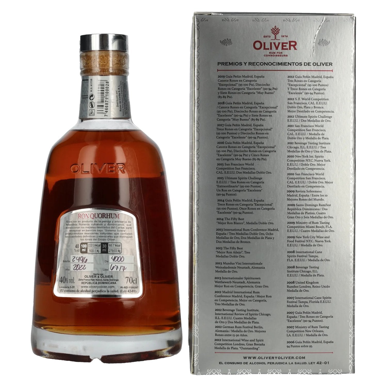 Ron Quorhum 15 Sistema Solera 40% vol. 0,7l en boîte cadeau