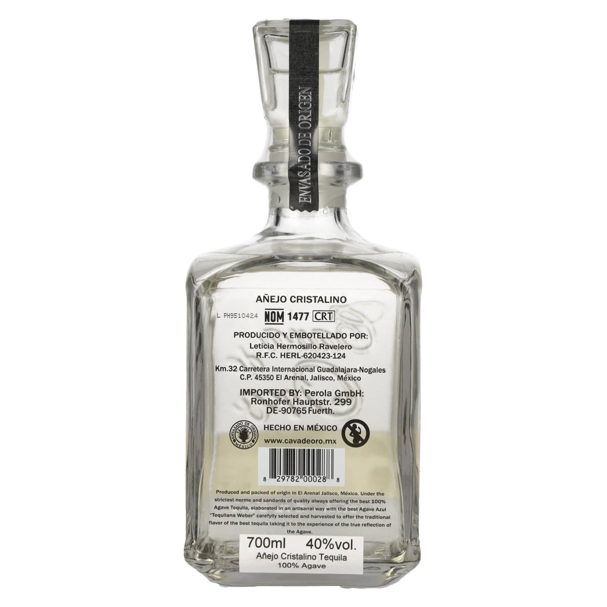 Gran Cava de Oro Tequila AÑEJO CRISTALINO 100% de Agave Azul 40% Vol. 0,7l