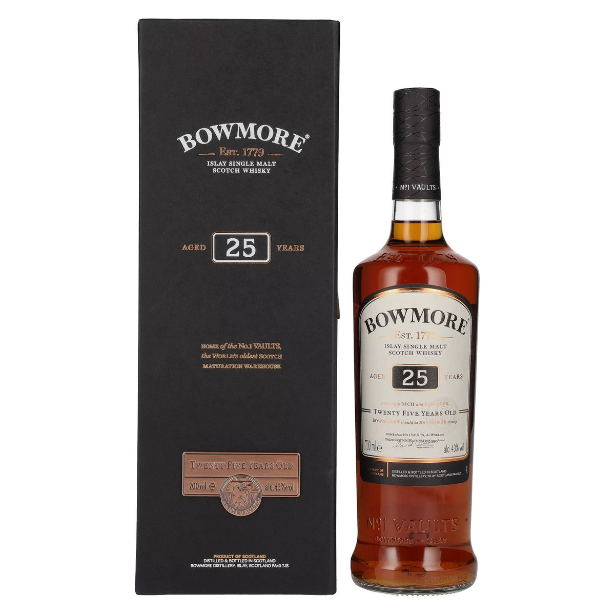 Bowmore 25 Years Old Islay Single Malt 43% Vol. 0,7l en boîte cadeau