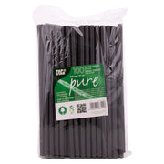 Pailles en papier noir 21 cm 100 pcs