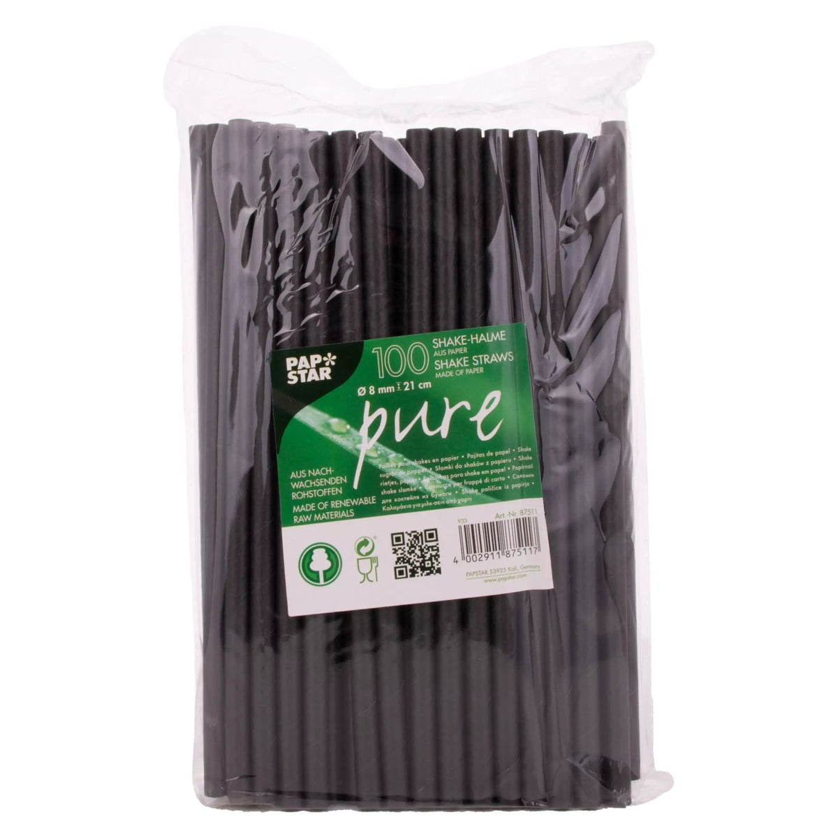 Pailles en papier noir 21 cm 100 pcs