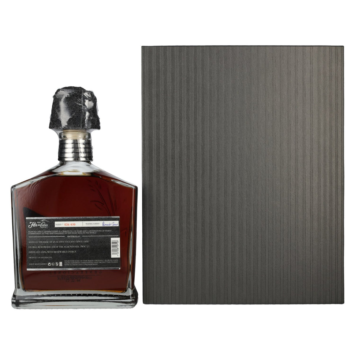 Flor de Caña 30 Years Old V Generaciones Single Barrel 1988 45% Vol. 0,7l in gift box with 2 stemmed glasses