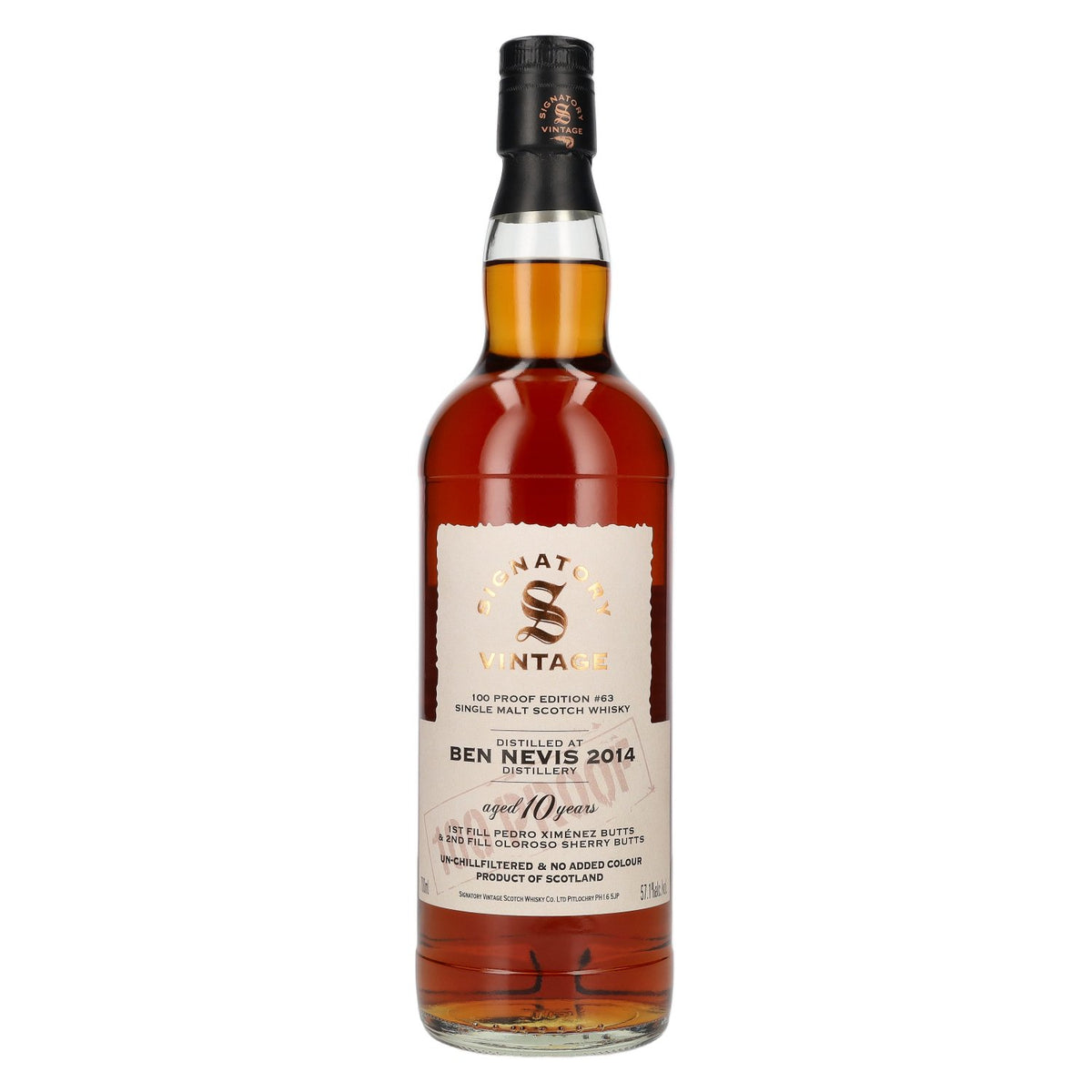 Signatory Vintage 100 Proof Edition Ben Nevis Single Malt 10 ans d'âge n° 63 2014 57,1 % vol. 0,7 l