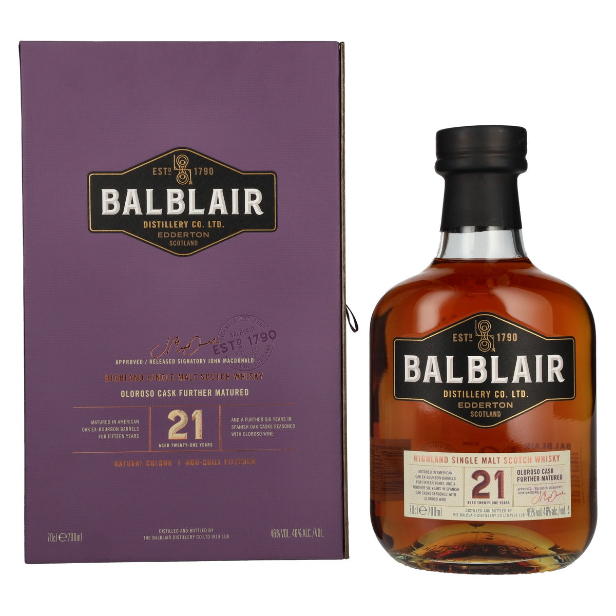 Balblair 21 Years Old Highland Oloroso Cask Single Malt 46% vol. 0.7 l in a gift box