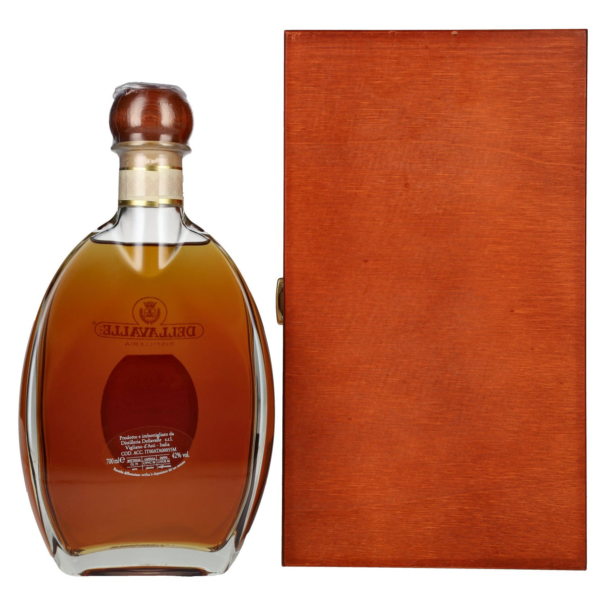 Dellavalle Grappa Affinata in botti da MARSALA 2007 42% vol. 0,7l dans une caisse en bois
