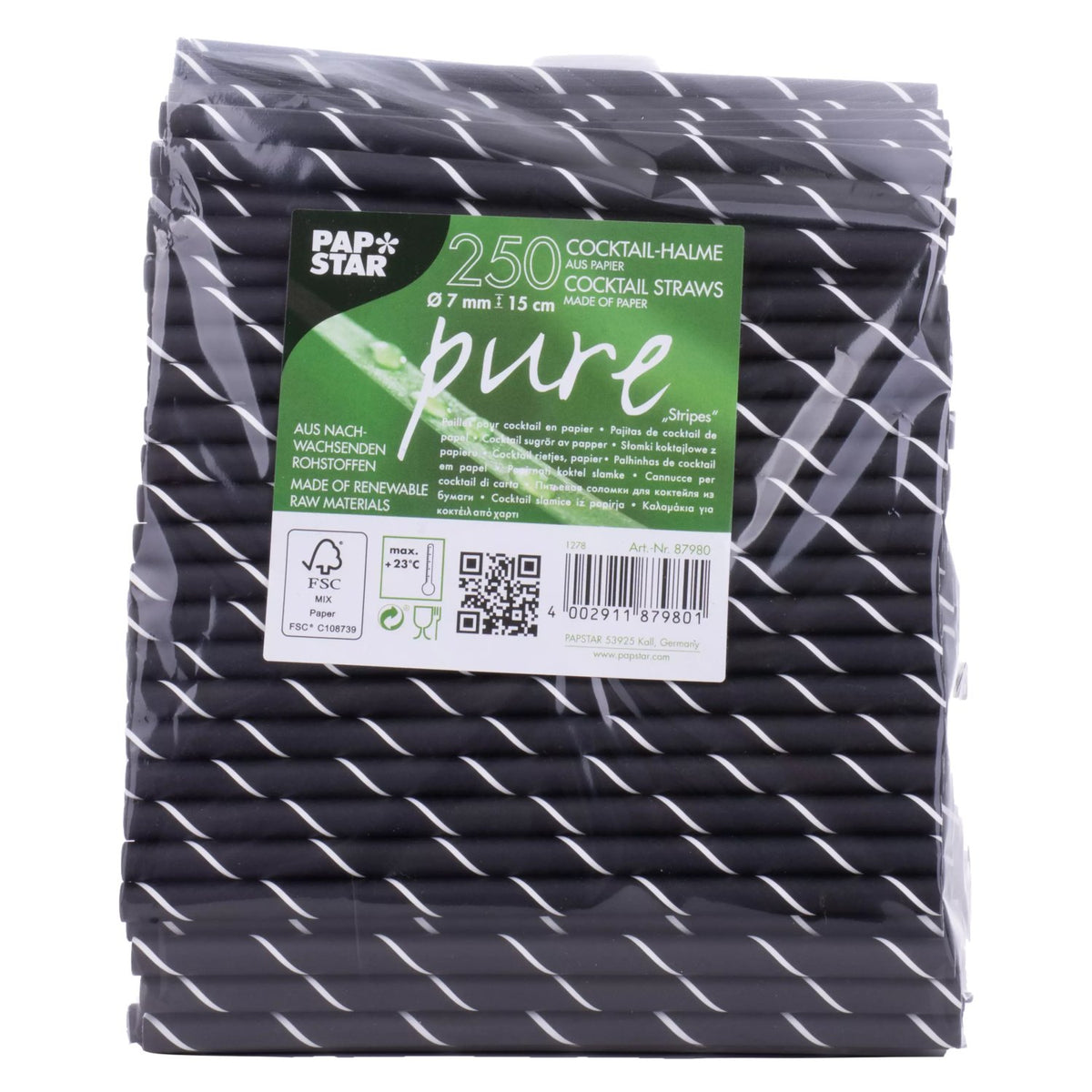 Pailles en papier noir et blanc 15 cm 250 pièces