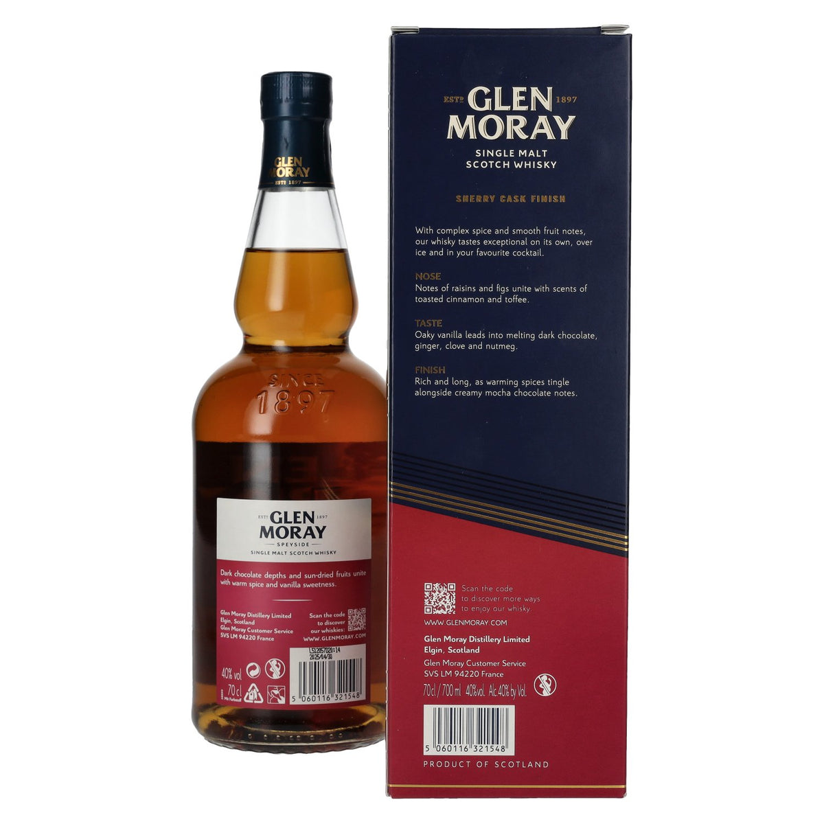 Glen Moray Double Cask Sherry Cask Finish 40% vol. 0,7l en boîte cadeau