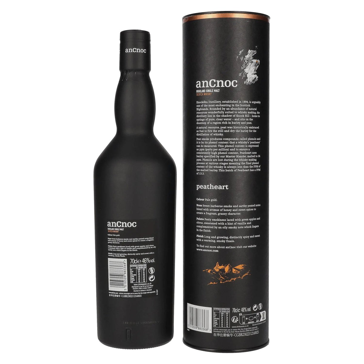 AnCnoc PEATHEART Heavily Peated Batch 3 46% Vol. 0,7l en boîte cadeau