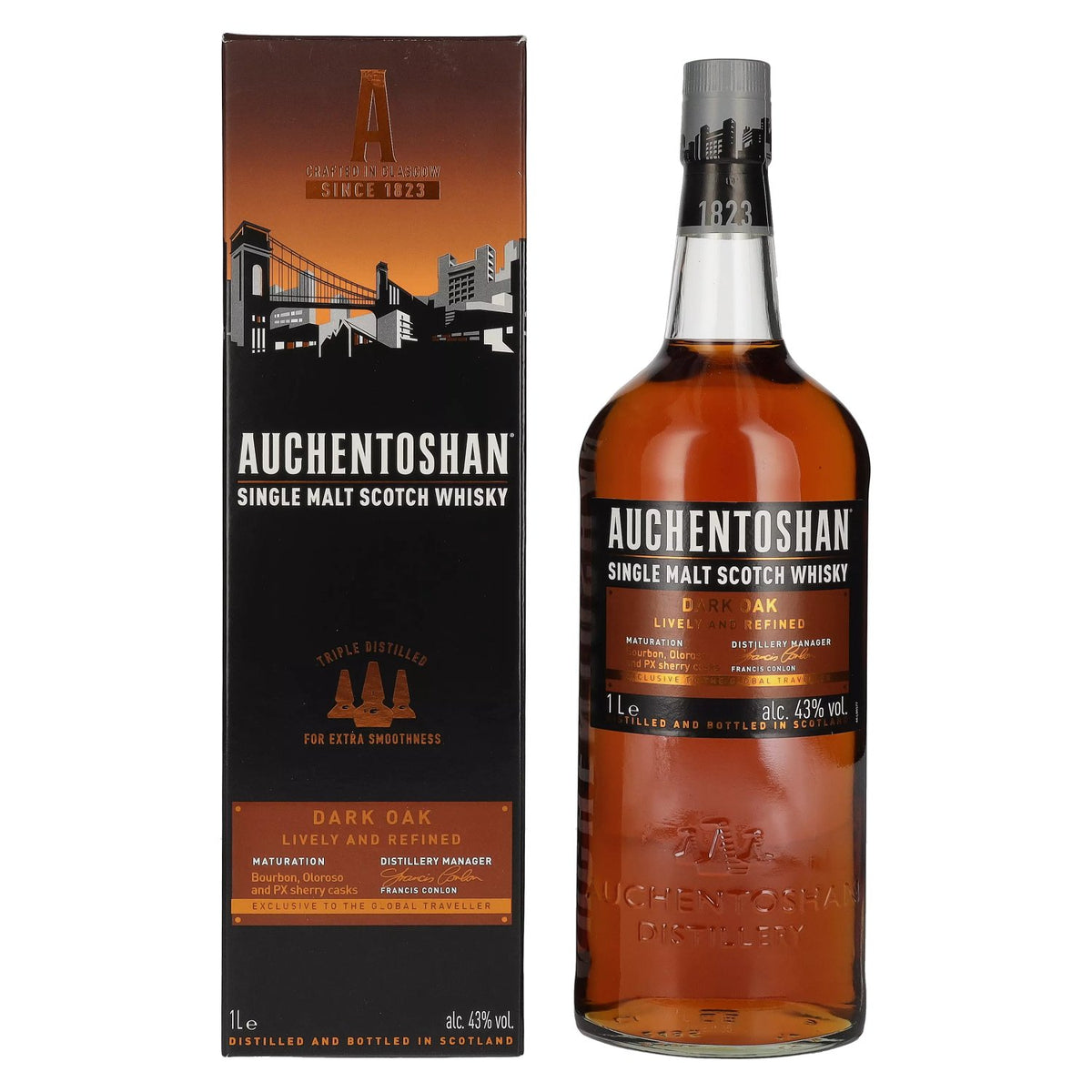 Auchentoshan DARK OAK Single Malt Scotch Whisky 43% Vol. 1l in gift box