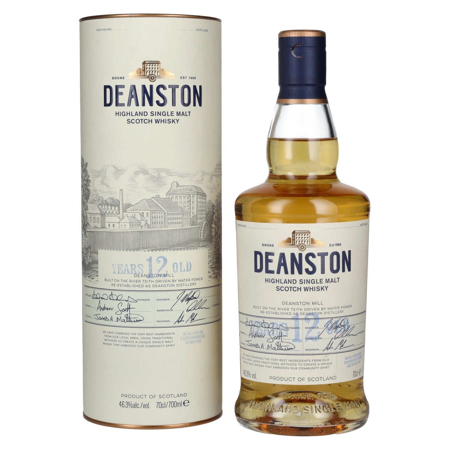 Deanston 12 Years Old Highland Single Malt 46,3% Vol. 0,7l en boîte cadeau