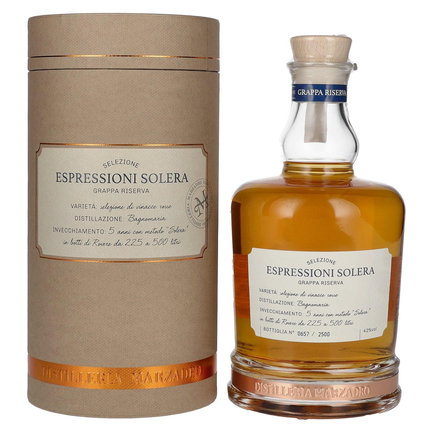 Marzadro ESPRESSIONI SOLERA Grappa 42% vol. 0,7l en boîte cadeau