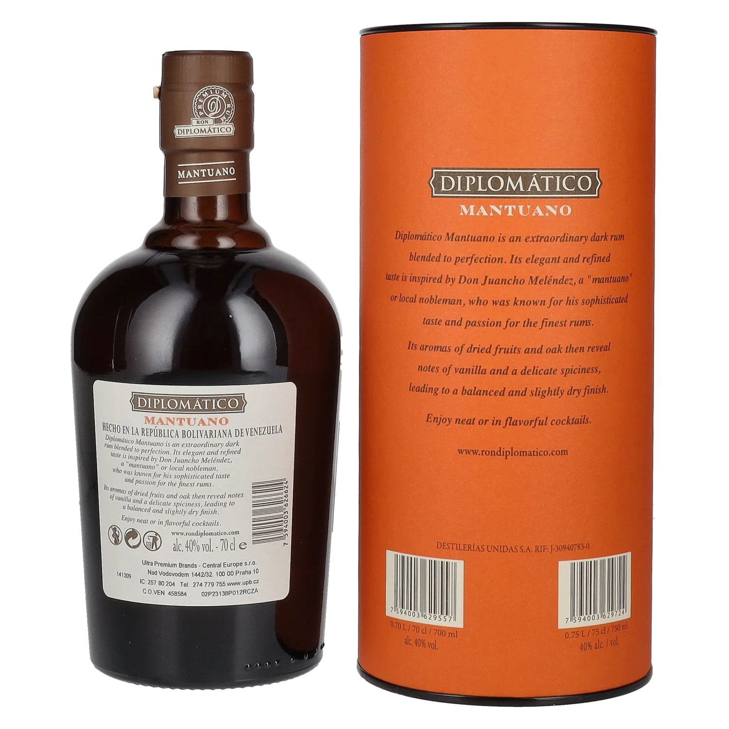 Diplomático Mantuano Roner Extra Añejo 40% Vol. 0,7l in gift box