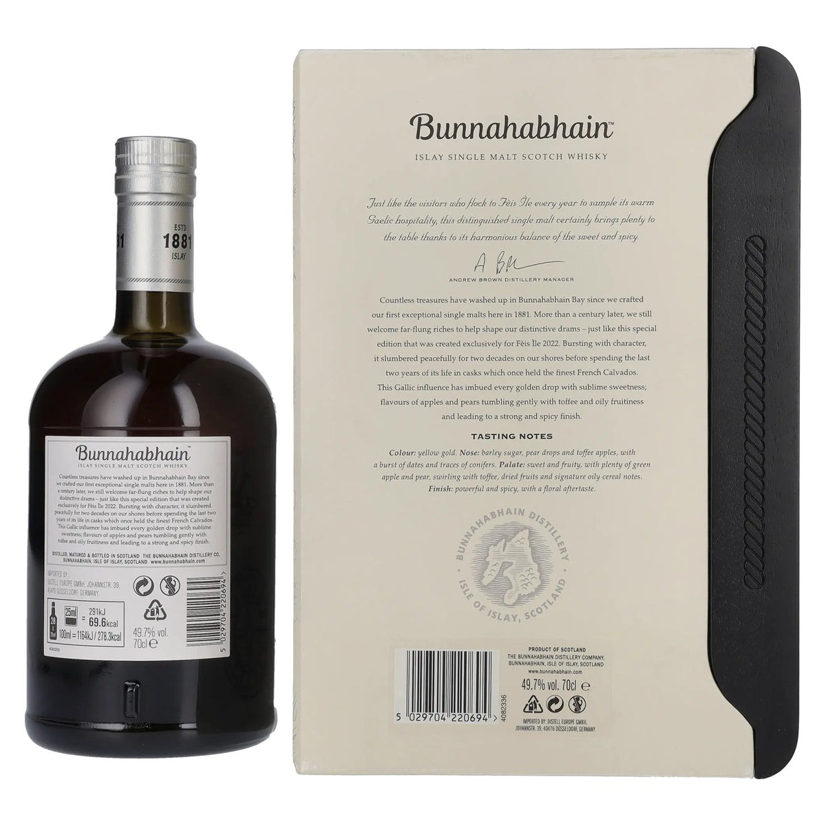 Bunnahabhain Fèis Ìle CALVADOS CASK FINISH 1998 49,7% Vol. 0,7l in gift box