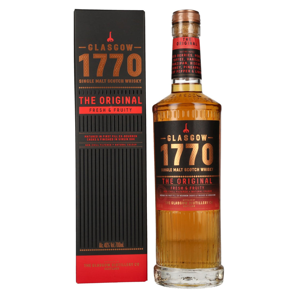 Glasgow 1770 THE ORIGINAL Single Malt Fresh &amp; Fruity 46% vol. 0,7l en boîte cadeau