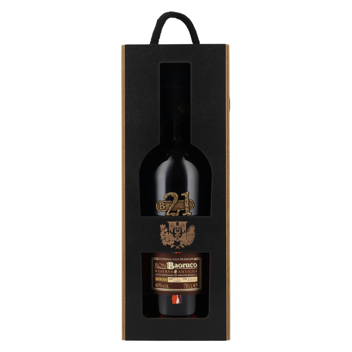 Ron Baoruco 21 Años Reserva Antigua Dominicano Premium 40% Vol. 0,7l in Holzkiste