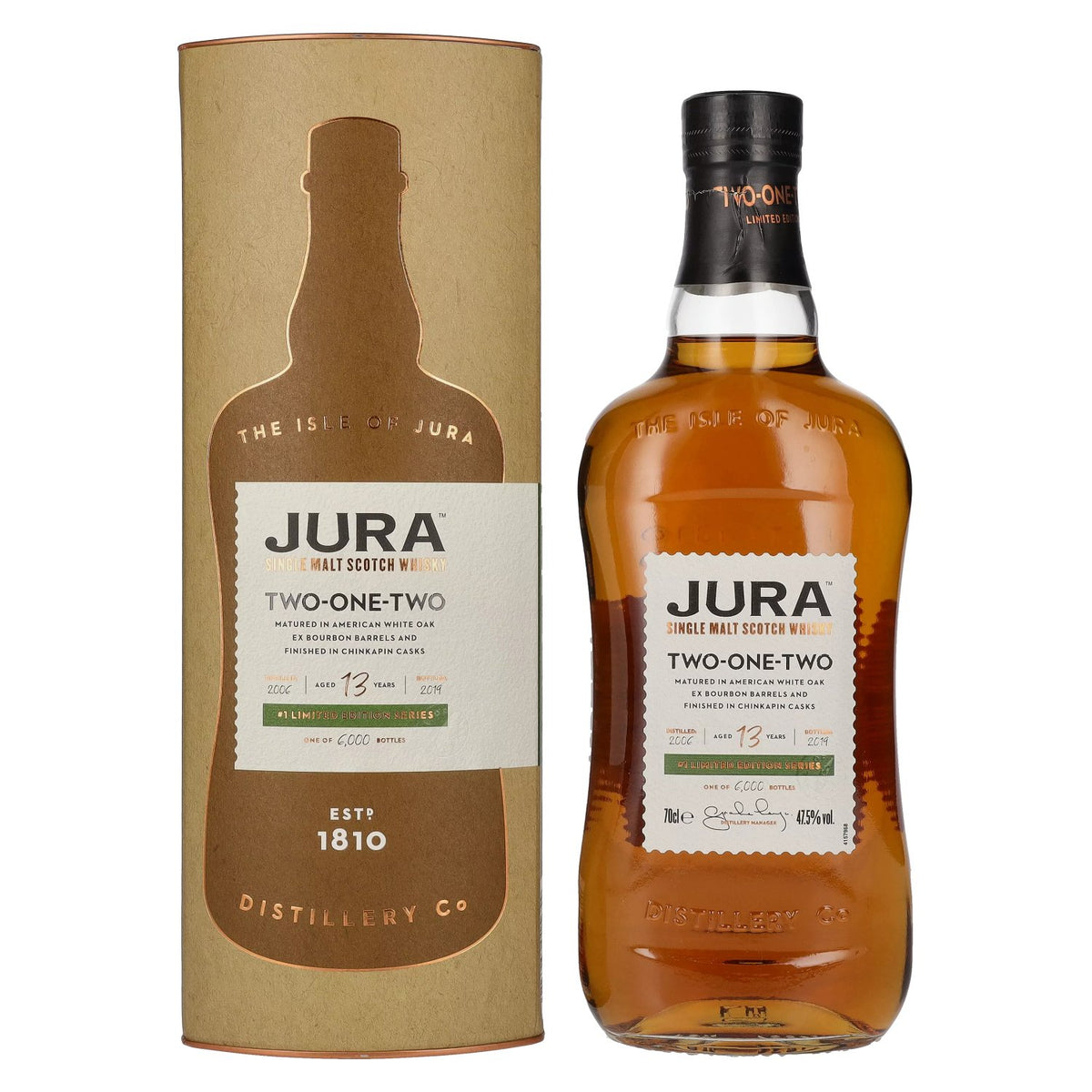Jura 13 Years Old TWO ONE TWO Single Malt Scotch Whisky 47,5% Vol. 0,7l en coffret cadeau