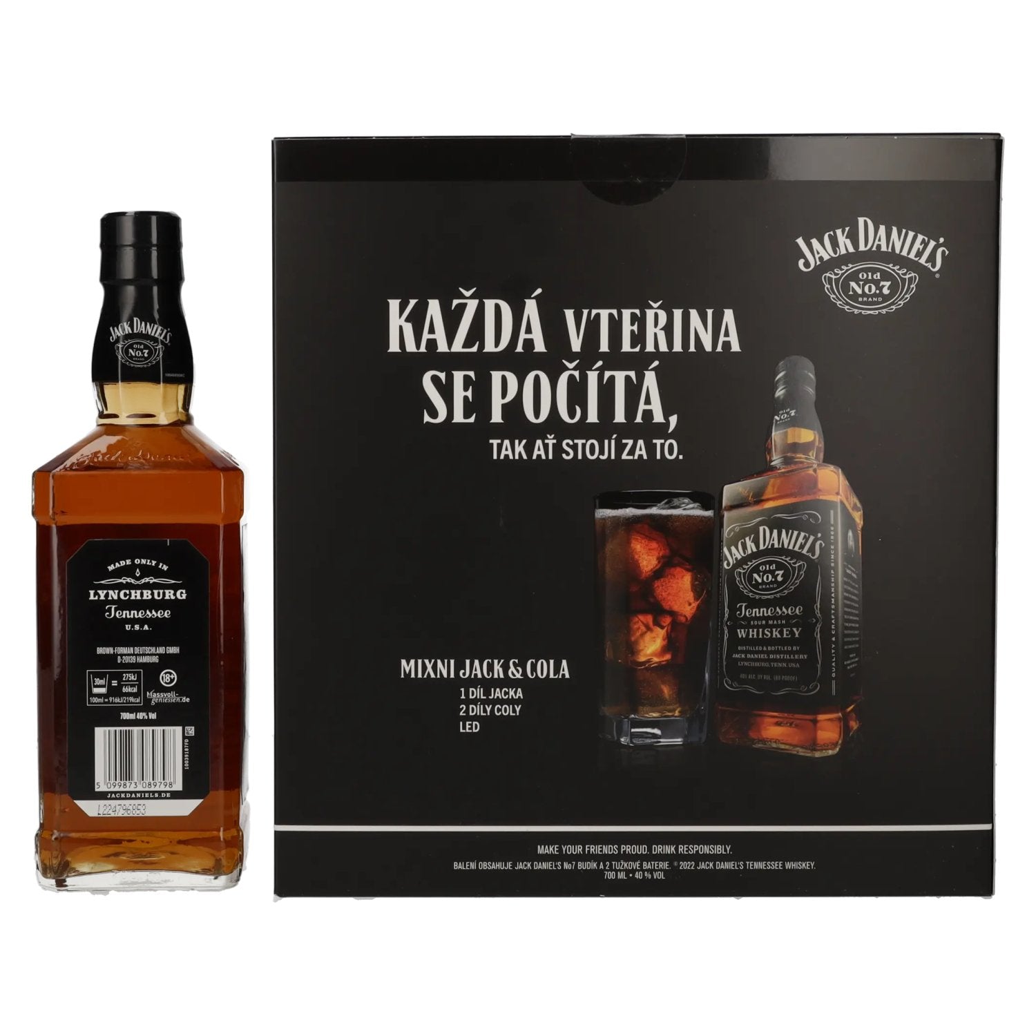 Jack Daniel's Tennessee Whiskey 40% vol. 0,7l dans une boîte cadeau avec réveil