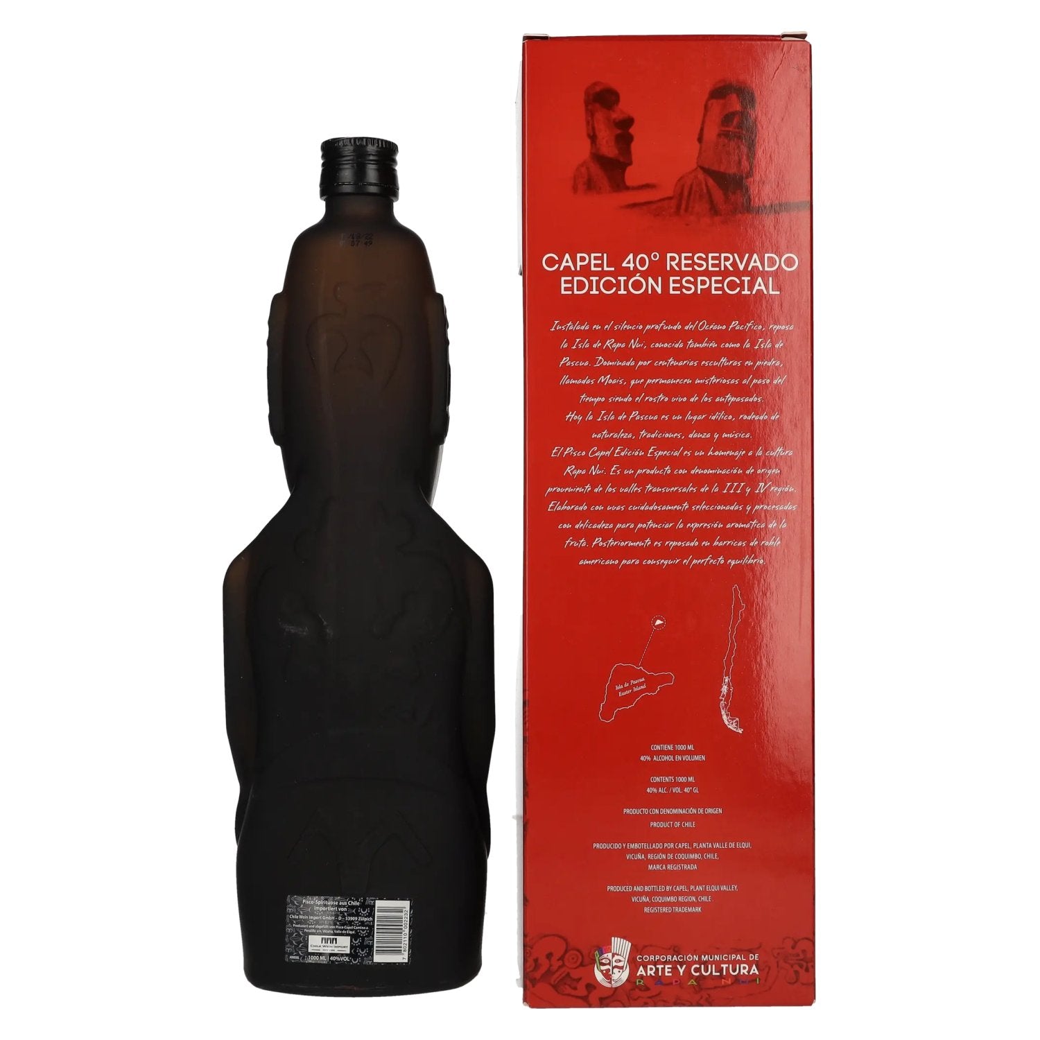 Pisco Capel Reservado Edición Especial MOAI 40% vol. 1l en boîte cadeau