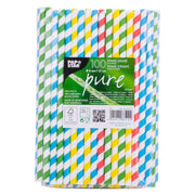 Drinking straws paper coloured assorted 21 cm 100 pieces