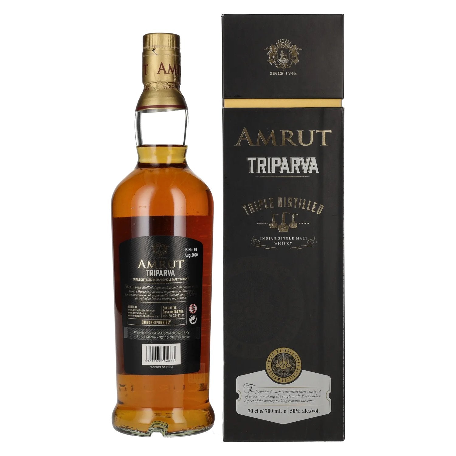Amrut TRIPARVA Triple Distilled Indian Single Malt Whisky 50% Vol. 0,7l in gift box