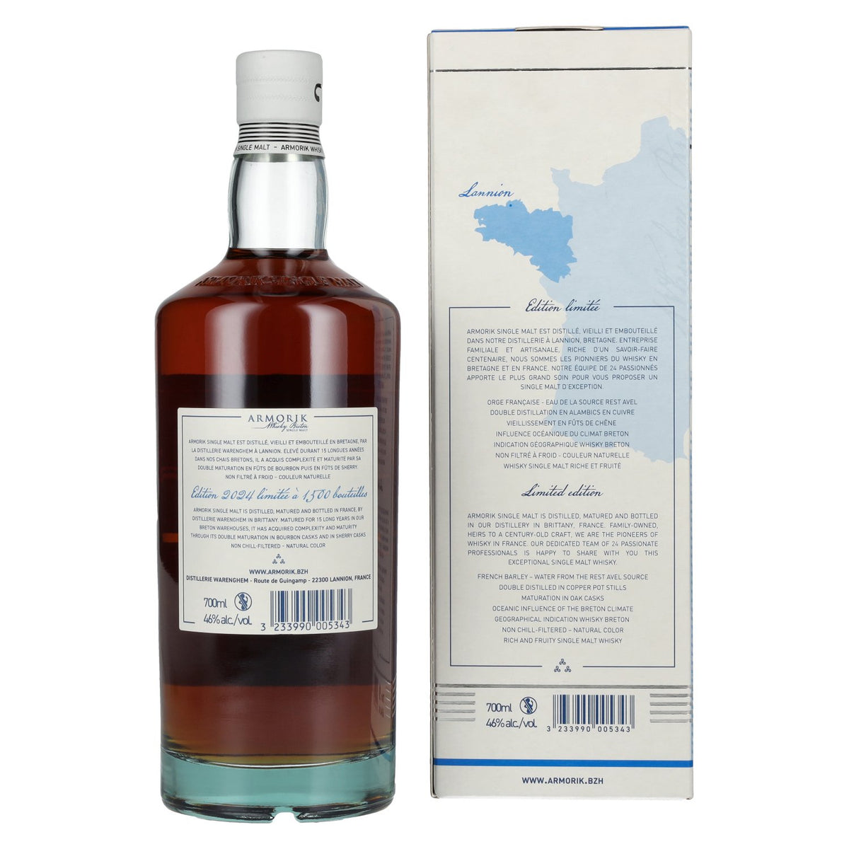 Armorik 15 Ans Whisky Breton Single Malt Edition Limitée 46% Vol. 0,7l in gift box