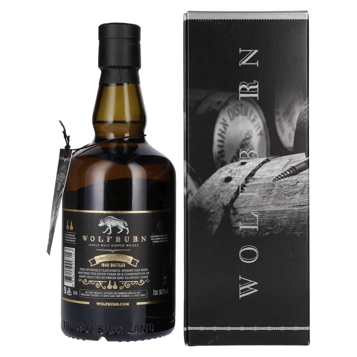 Wolfburn 7 Years Old Single Malt CASK STRENGTH Father's Day Edition 58,2% Vol. 0,7l in Geschenkbox