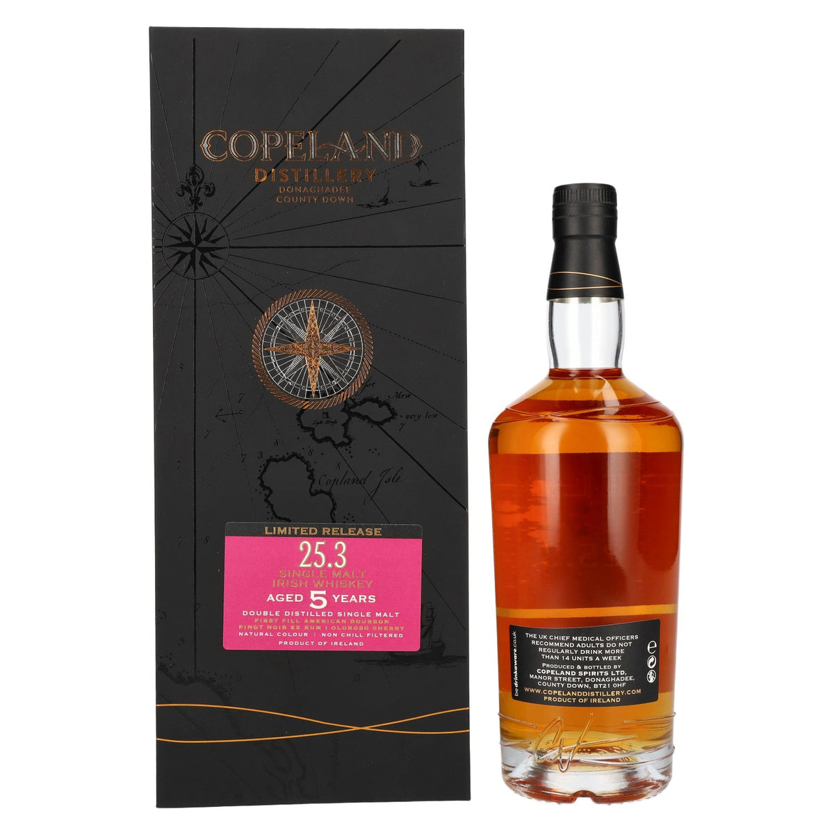 Copeland Distillery 5-Year-Old Single Malt Irish Whiskey Limited Release 25.3, 46% ABV, 0.7 litres, in a gift box