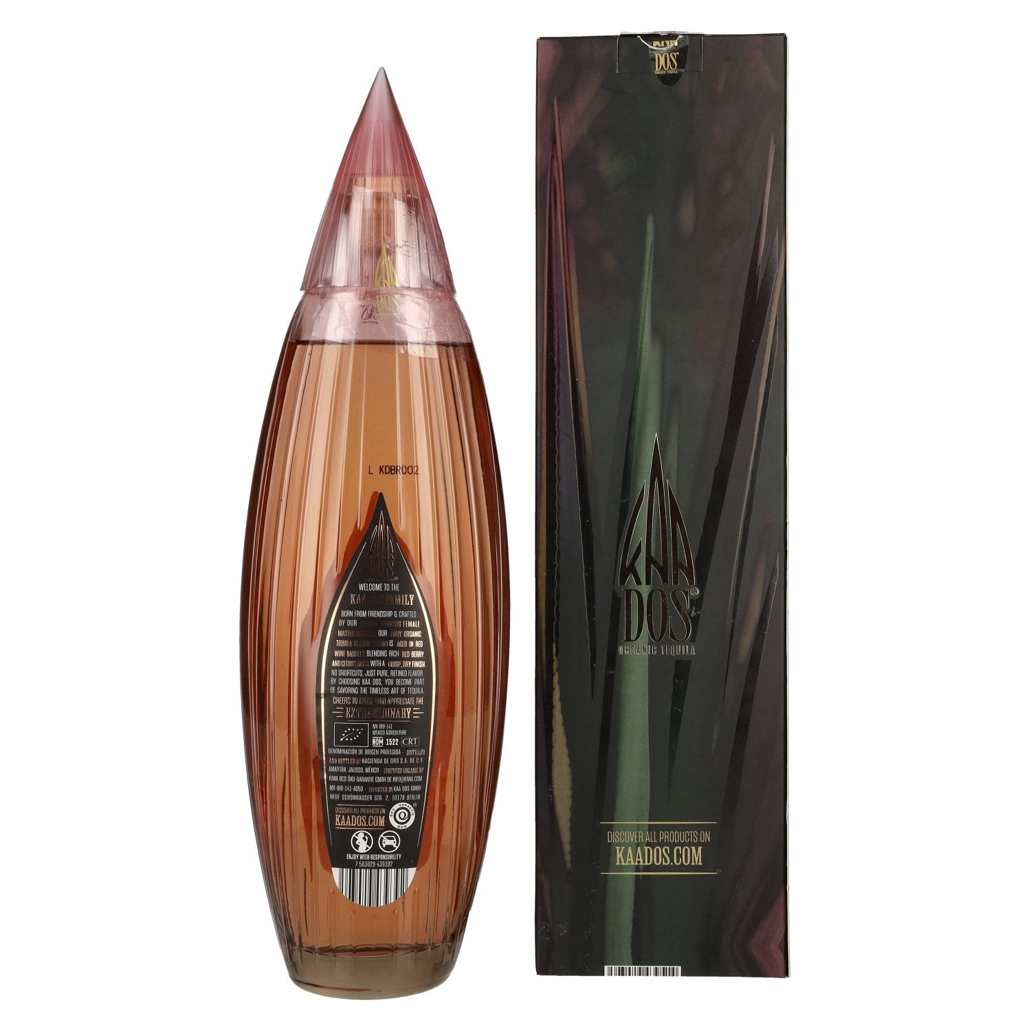 Kaa Dos Selection Organic Tequila BLANCO ROSADO 100% Puro de Agave Azul 40% Vol. 0,7l in Geschenkbox