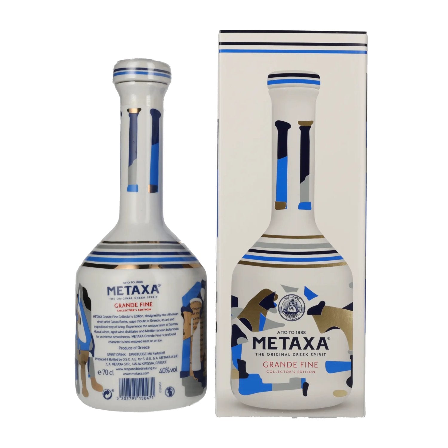 Metaxa GRANDE FINE Collector's Edition Keramikflasche 40% Vol. 0,7l in Geschenkbox