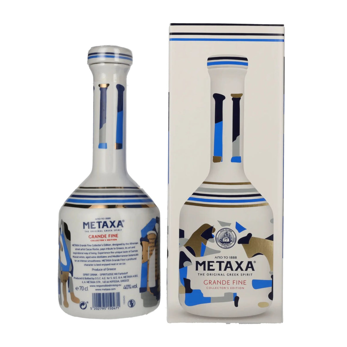 Metaxa GRANDE FINE Collector's Edition Keramikflasche 40% Vol. 0,7l in Geschenkbox