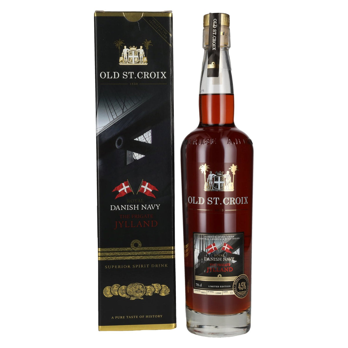 Old St. Croix A.H. Riise Royal DANISH NAVY The Frigate JYLLAND Superior Spirit Drink 45% Vol. 0,7l in gift box