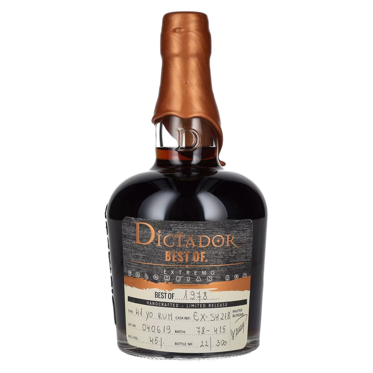 Dictador BEST OF 1978 EXTREMO Rhum colombien 41YO/040619/EX-SM218 45% vol. 0,7l