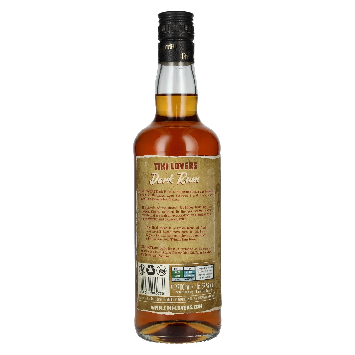 Tiki Lovers Rum Dark Finest Caribbean Blend 57% vol. 0,7l