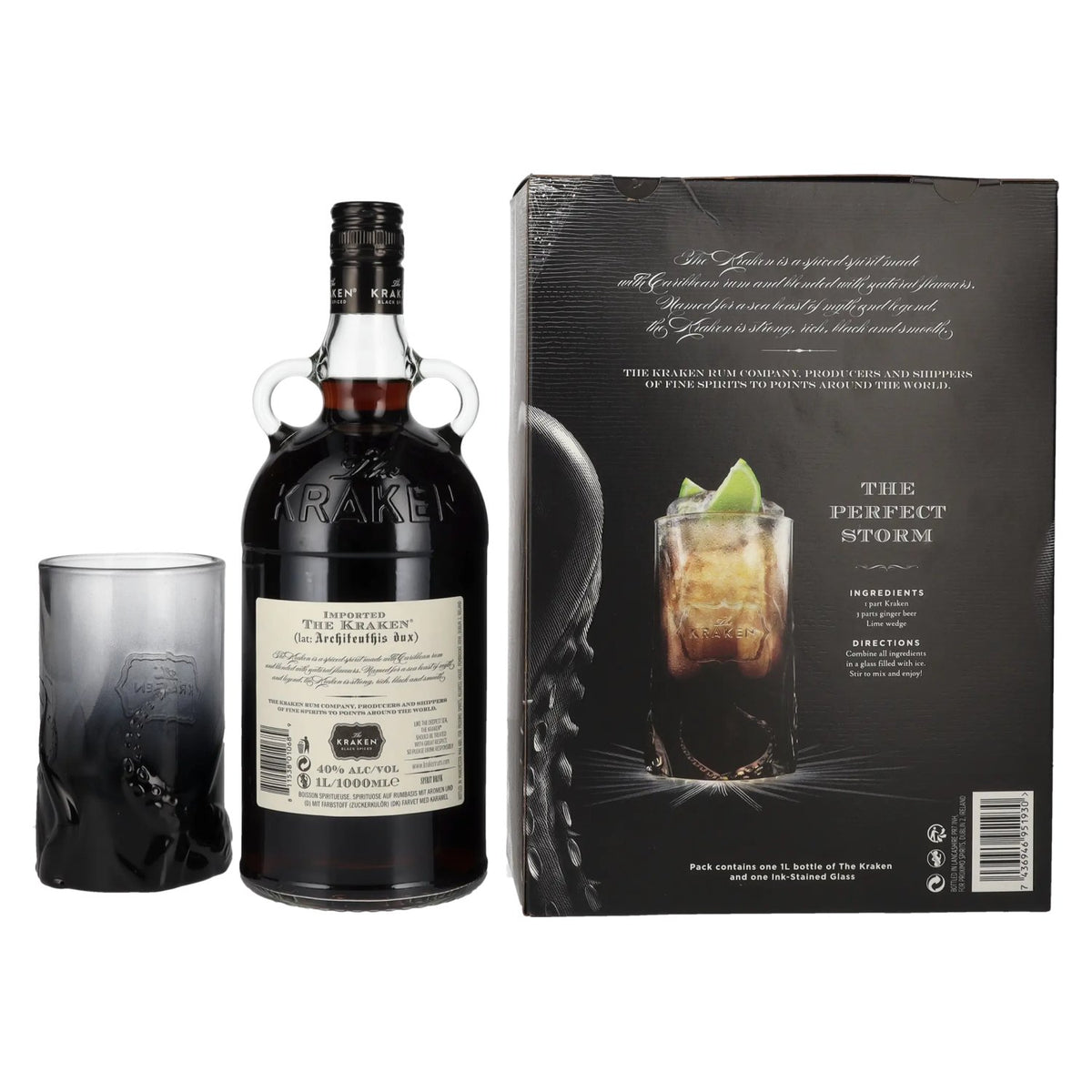 The Kraken Black Spiced 40% vol. 1l en boîte cadeau avec verre