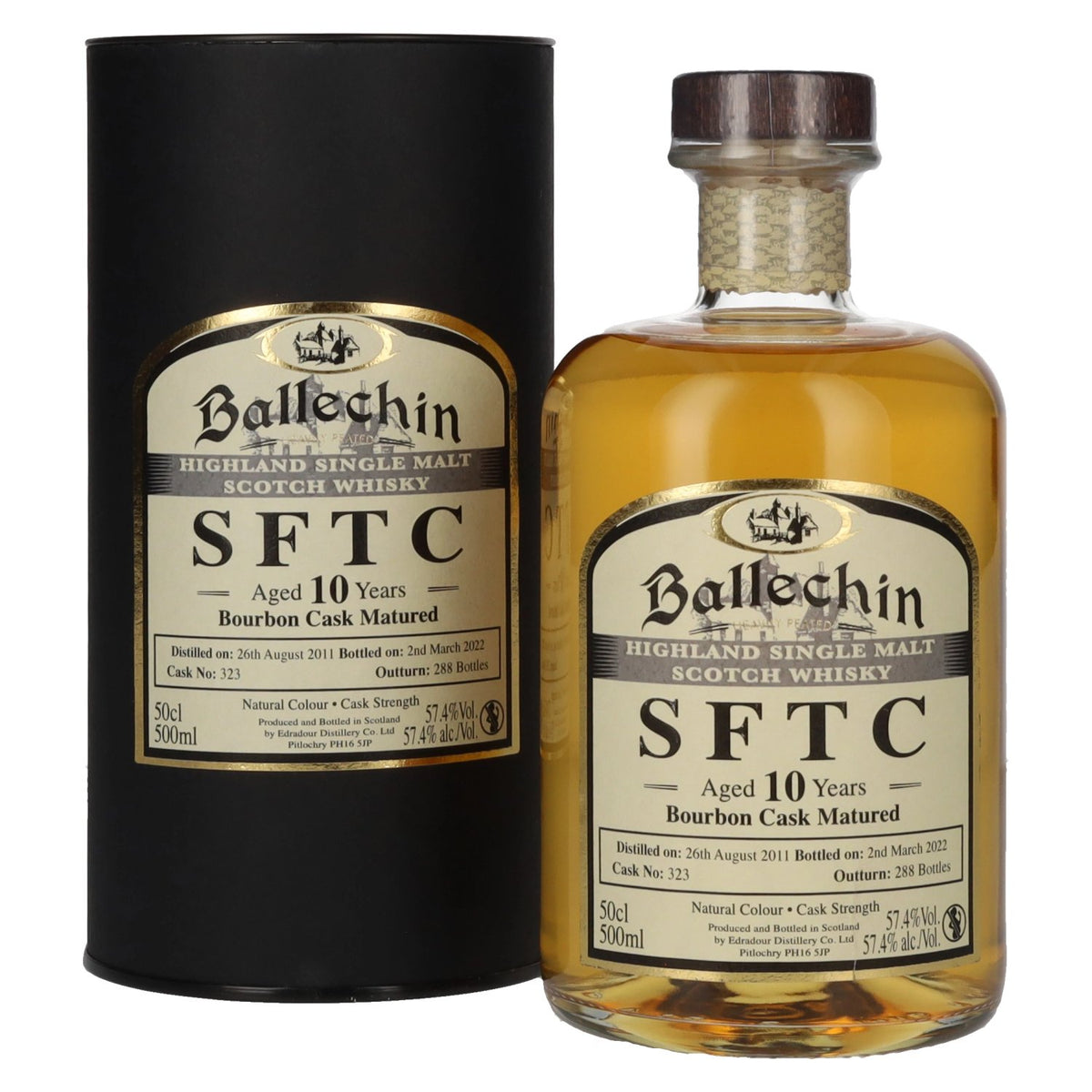 Edradour Ballechin SFTC 10 Years Old Bourbon Cask Matured 2011 57,4% Vol. 0,5l en boîte cadeau