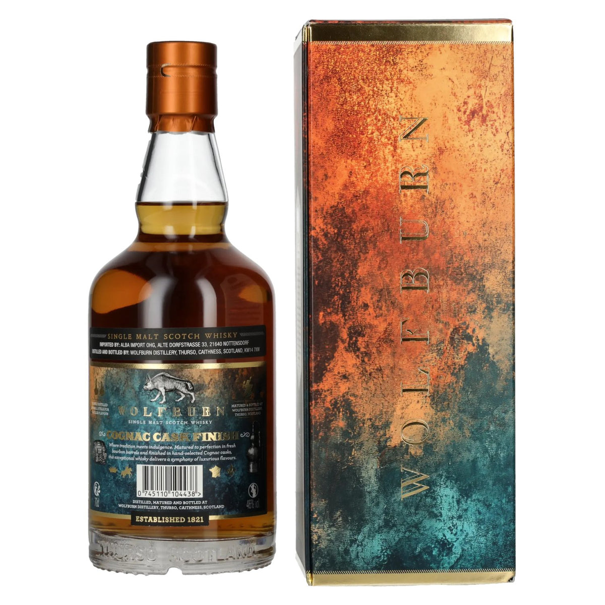 Wolfburn 8 Years Old COGNAC CASKS Single Malt Scotch Whisky Limited Release 46% Vol. 0,7l en boîte cadeau
