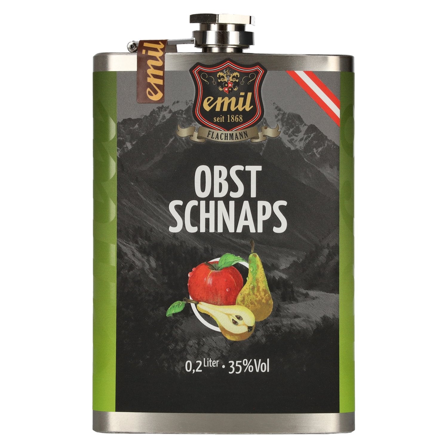 emil 1868 Obst Schnaps 35% Vol. 0,2l in Flachmann Flasche