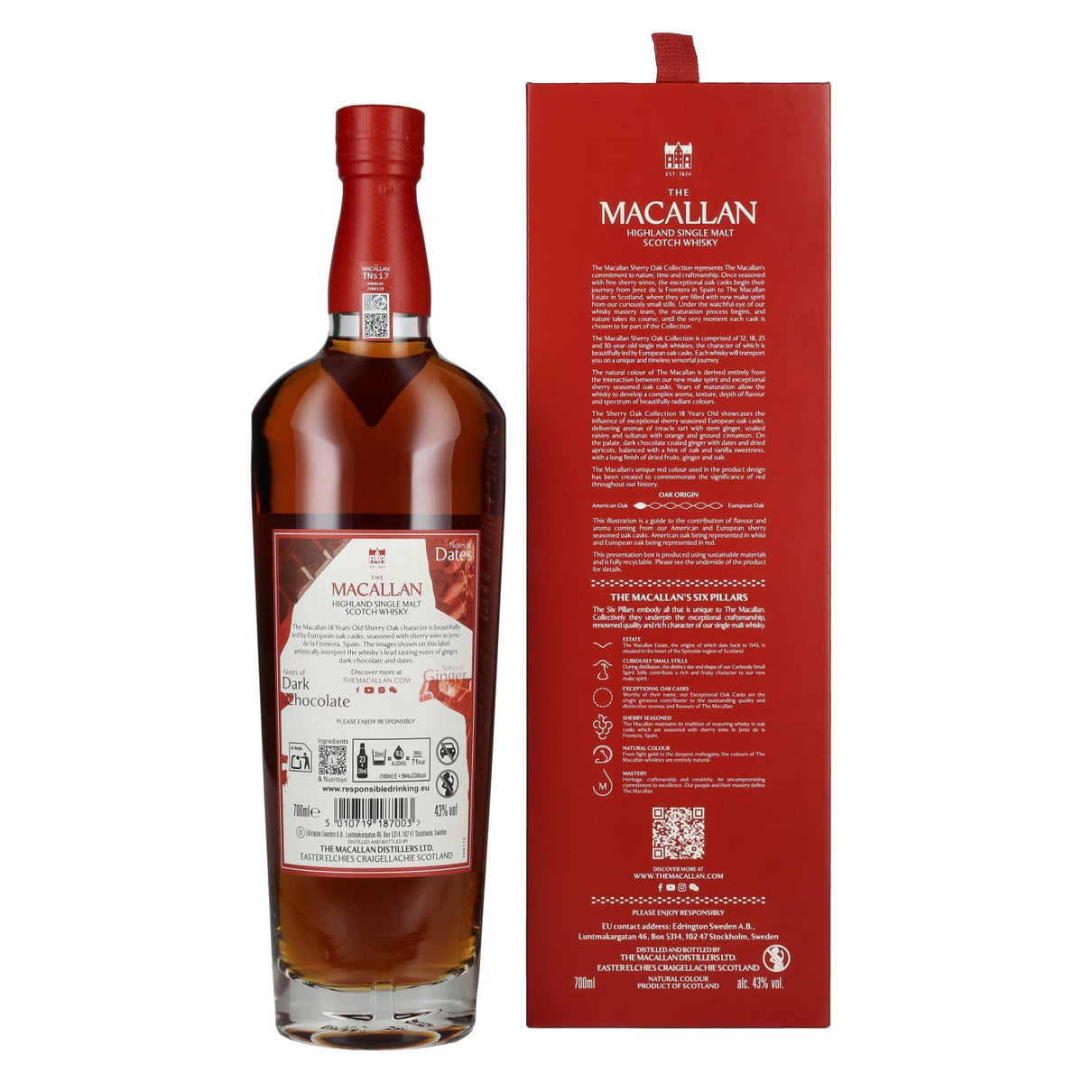 The Macallan 18 Years Old SHERRY OAK CASK 2025 43% Vol. 0,7l in gift box