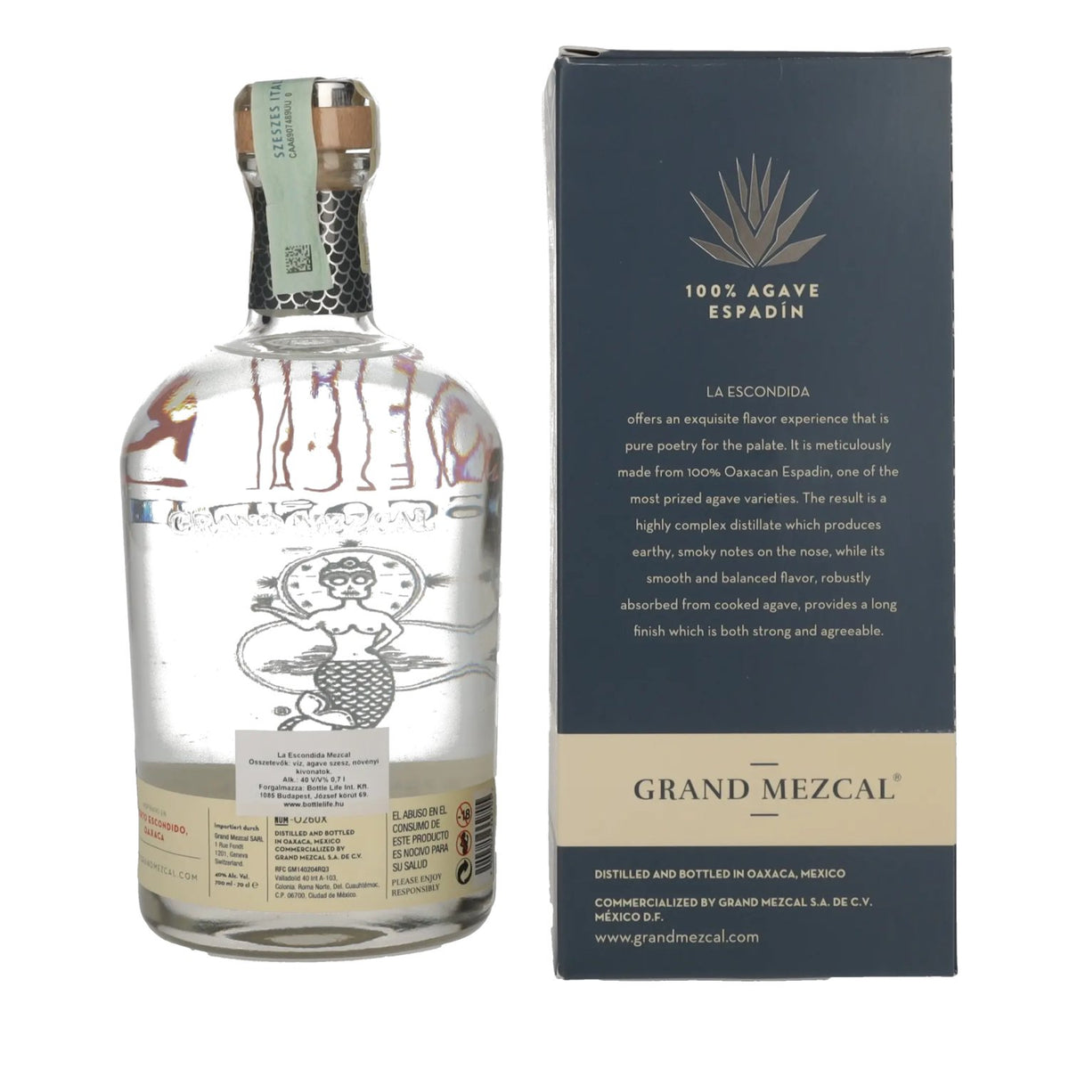 La Escondida Mezcal Artesanal Blanco 40% Vol. 0,7l in Geschenkbox