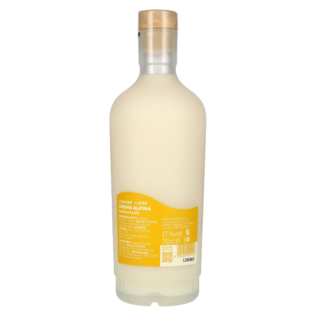 Marzadro Crema Alpina Marzipan Liqueur 17% ABV 0.7l
