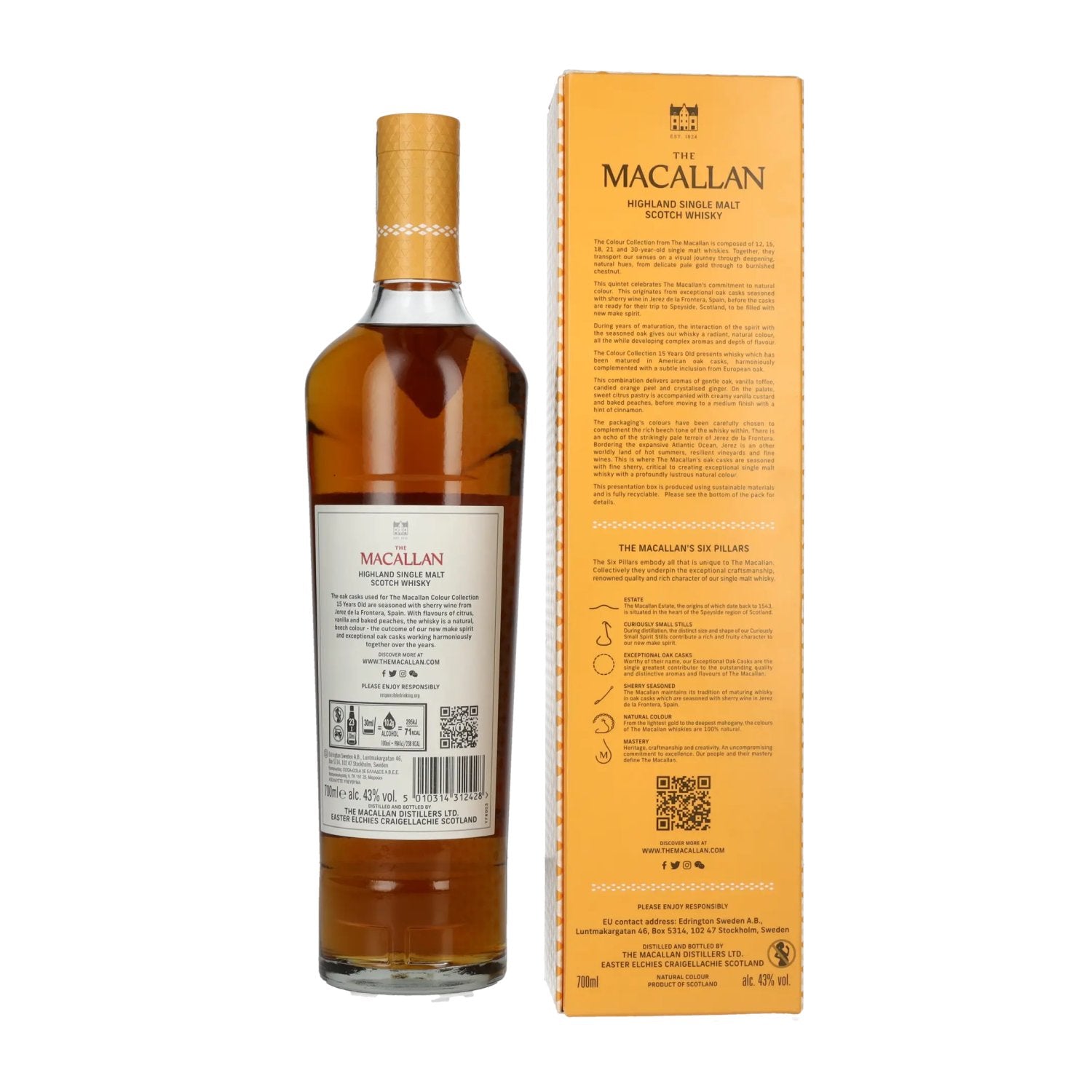 The Macallan 15 Years Old Colour Collection Highland Single Malt Scotch Whisky 43% Vol. 0,7l en coffret cadeau