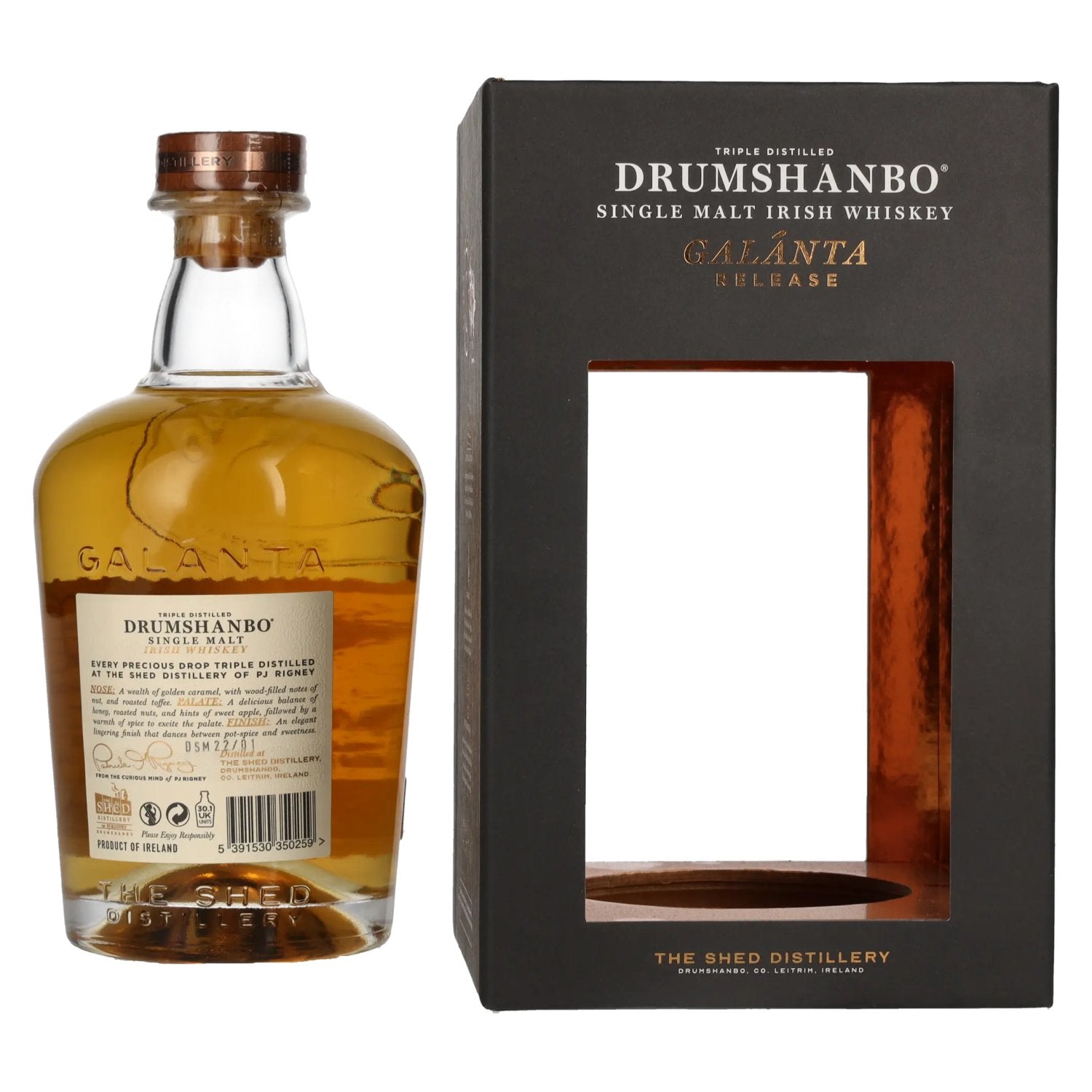 Drumshanbo Single Malt Irish Whiskey GALÁNTA Release 2021 46% Vol. 0,7l in Geschenkbox