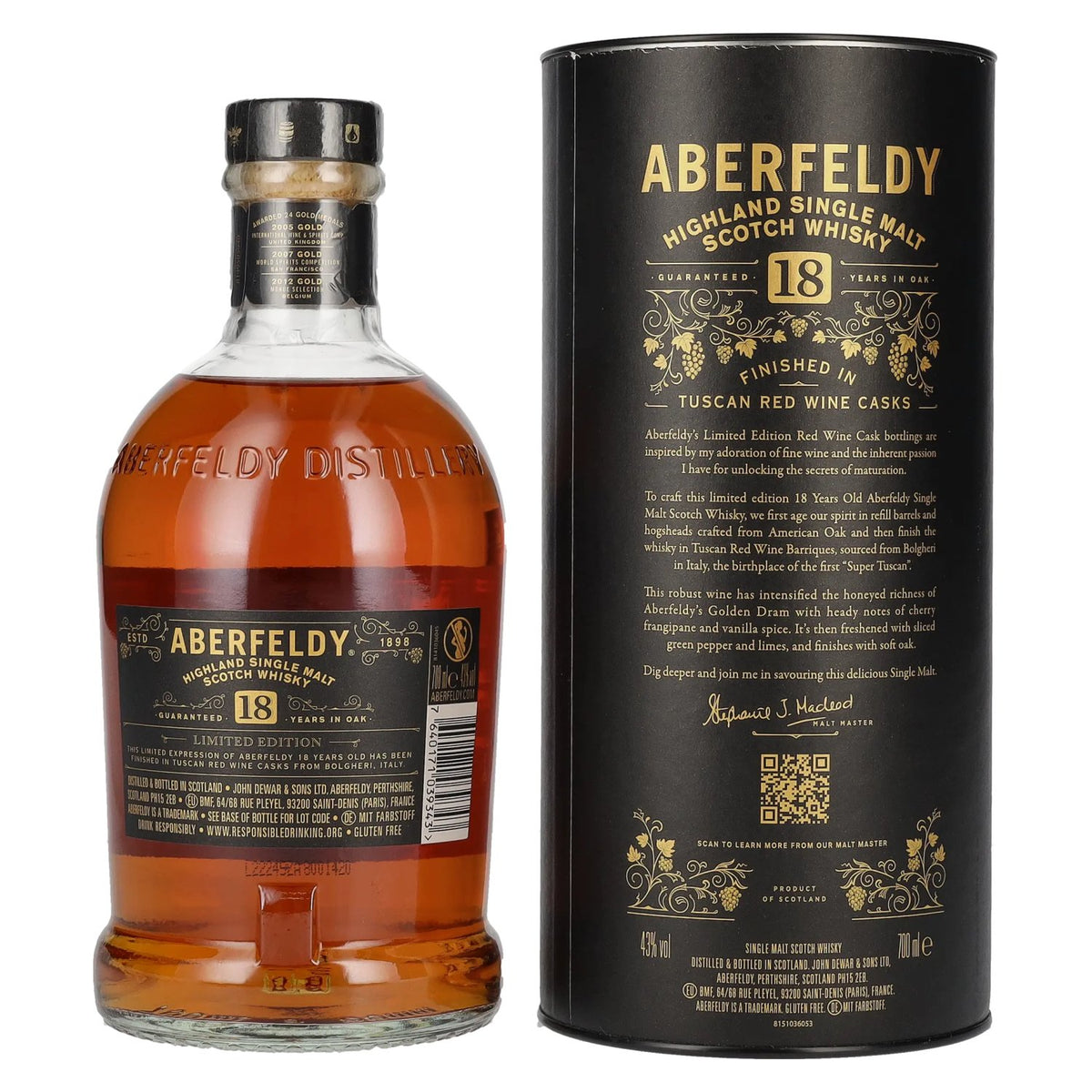 Aberfeldy 18 Years Old Red Wine Casks BOLGHERI 43% Vol. 0,7l in Geschenkbox