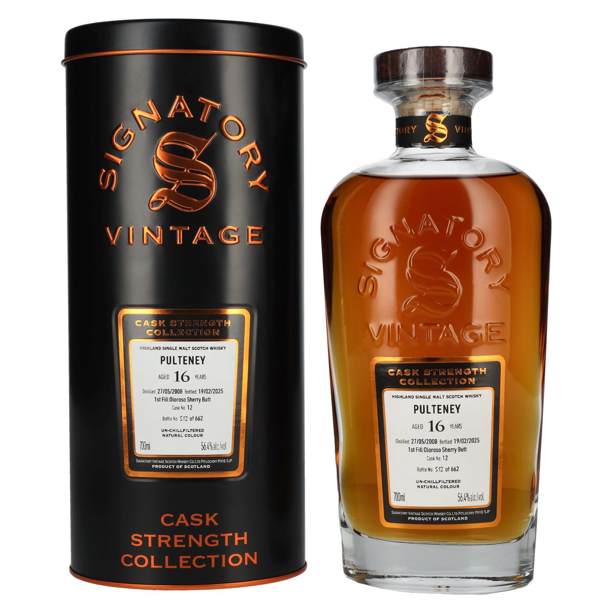 Signatory Vintage PULTENEY 16 Years Old 1st Fill Oloroso Cask Strength #12 2008 56,4% vol. 0,7l en Tinbox