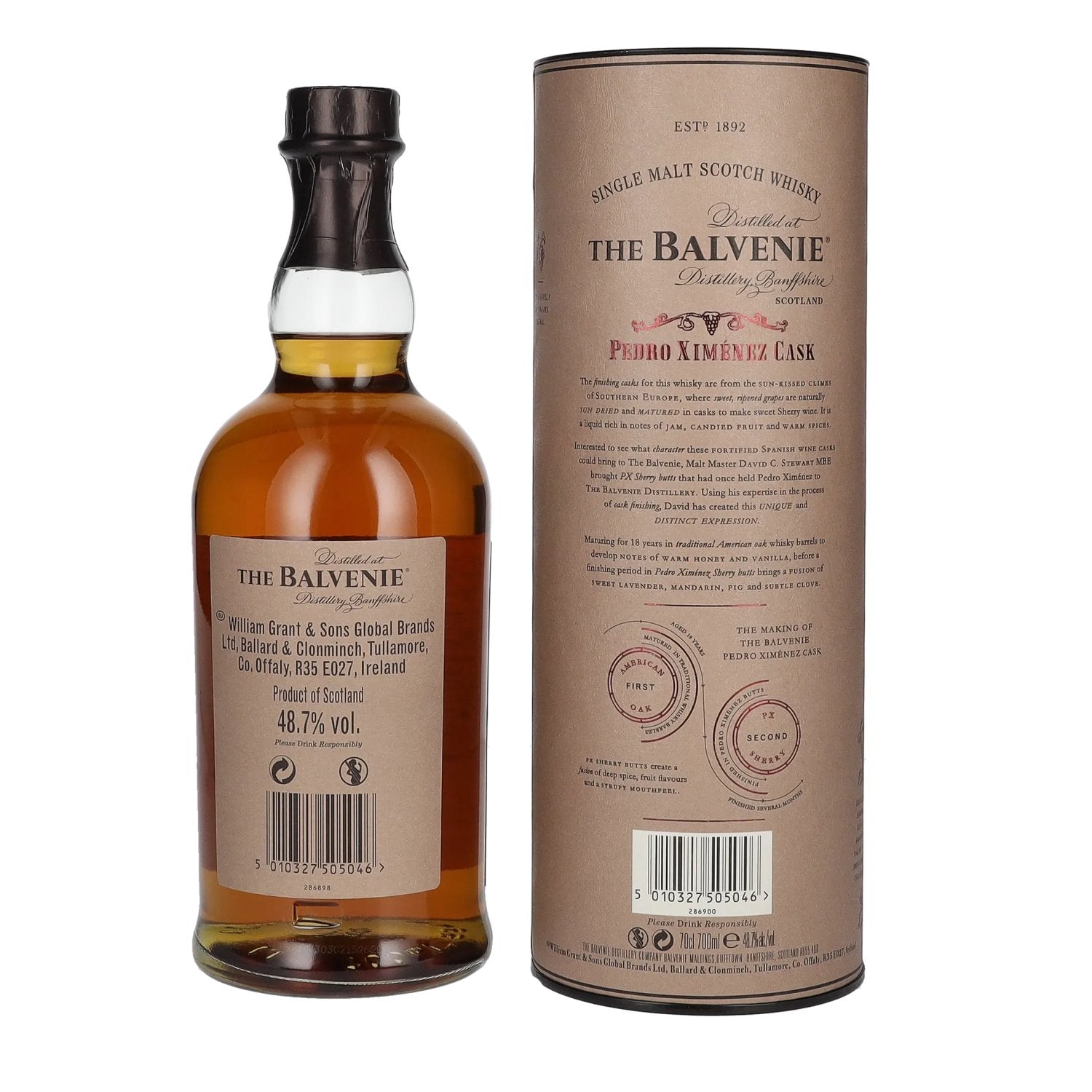 The Balvenie 18 Years Old Pedro Ximénez Cask 48,7% Vol. 0,7l in Geschenkbox