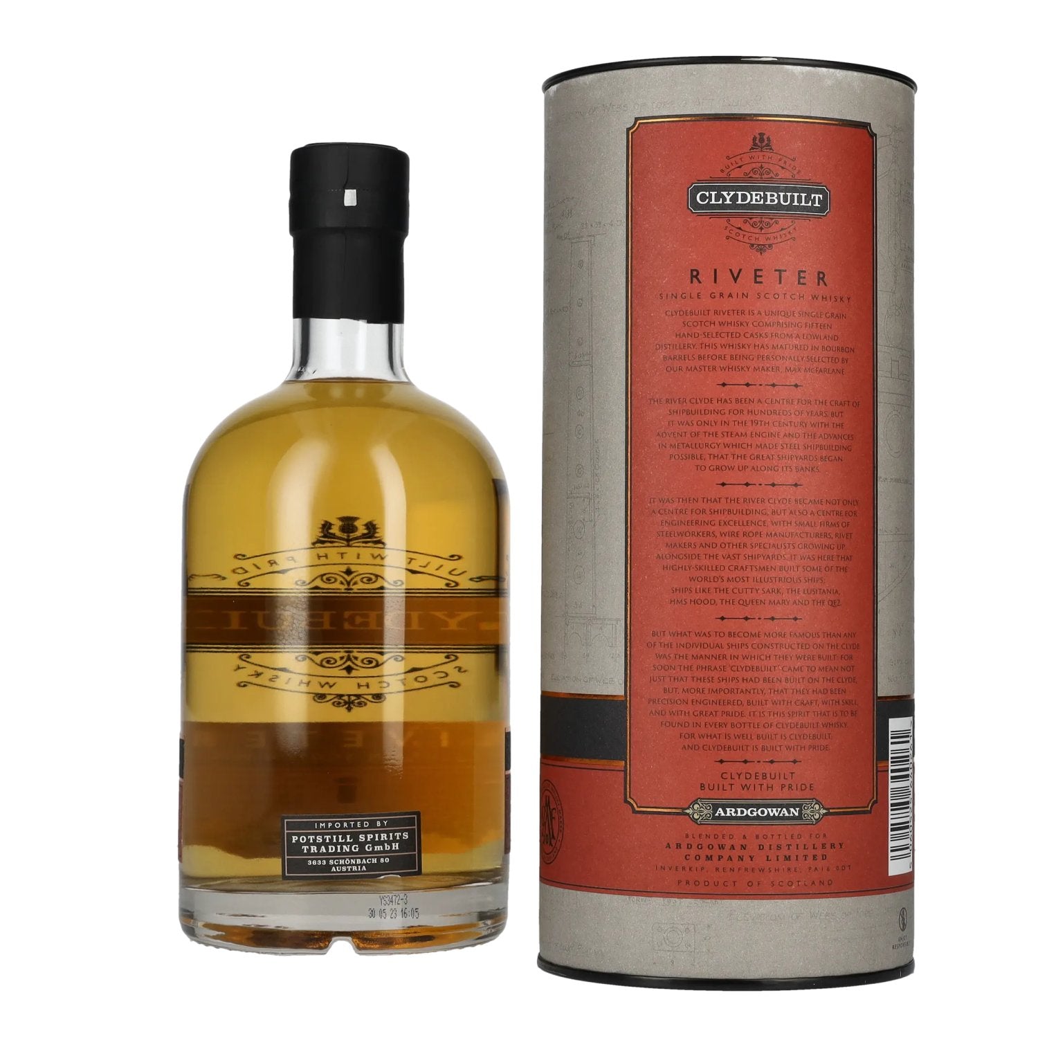 Ardgowan Clydebuilt RIVETER Single Grain Scotch Whisky 50% vol. 0,7l en boîte cadeau