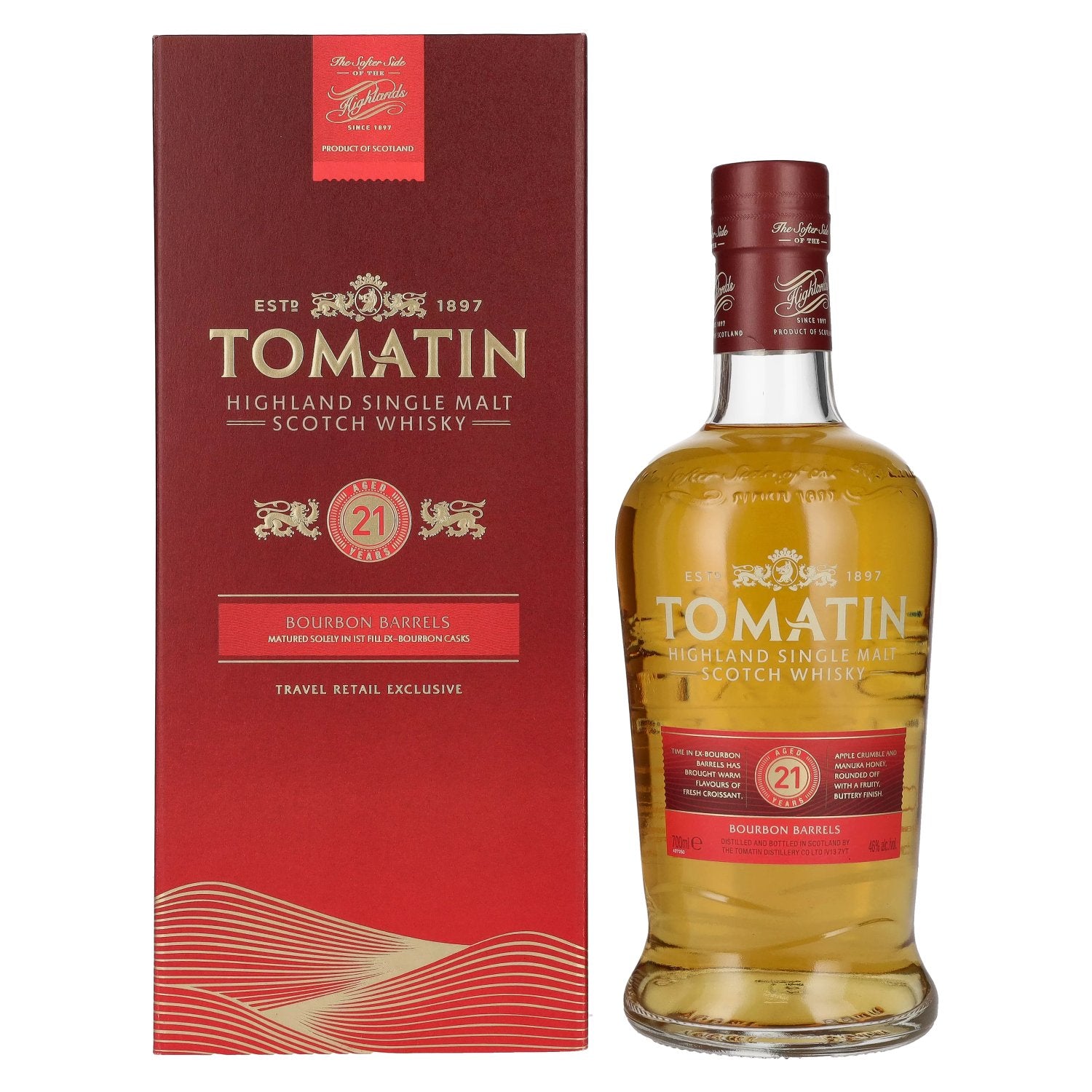 Tomatin 21 Years Old BOURBON CASKS Travel Retail Exclusive 46% Vol. 0,7l in gift box