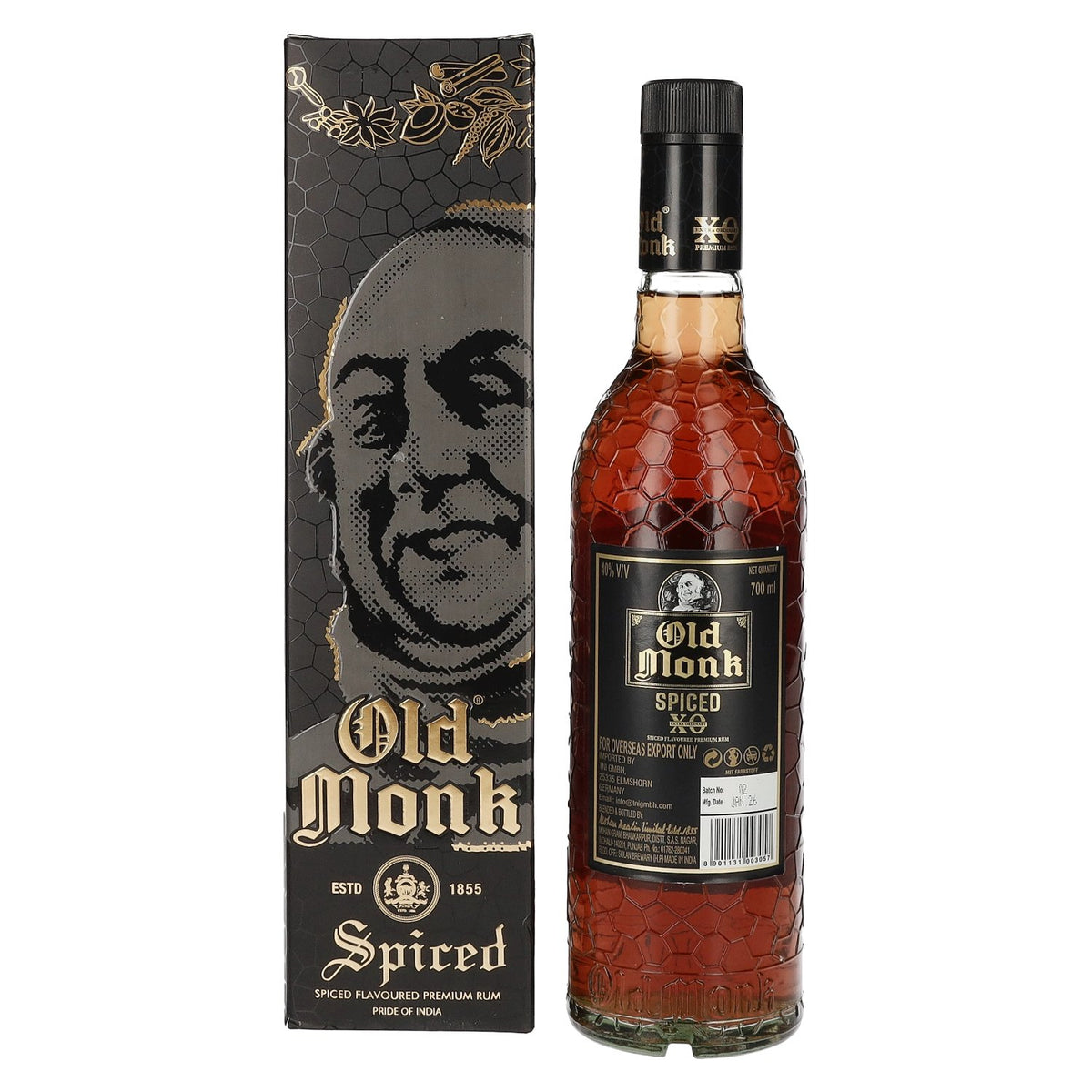 Old Monk XO Spiced Flavoured Premium Rum 40% Vol. 0,7l en boîte cadeau