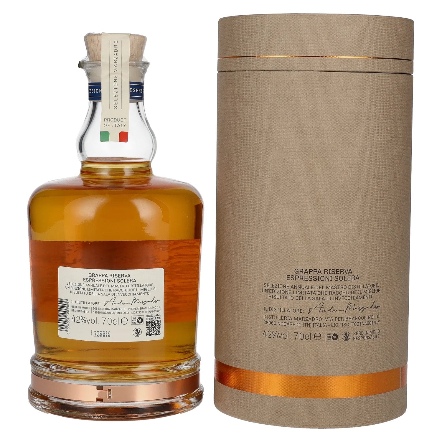 Marzadro ESPRESSIONI SOLERA Grappa 42% Vol. 0,7l in Geschenkbox