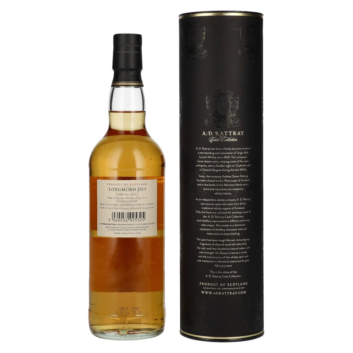 A.D. Rattray 10 Years Old LONGMORN Bourbon Barrel Whisky 2013 61,7% vol. 0,7l en boîte cadeau